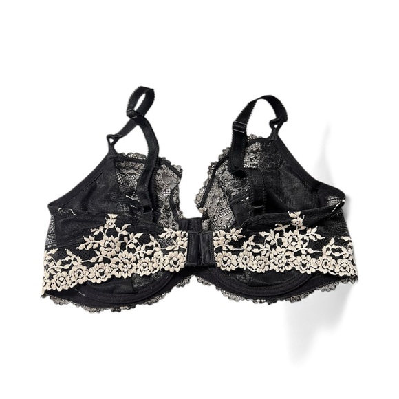 Wacoal 38D Embroidered Lace Underwire Bra – Black Ivory Floral - Picture 8 of 10